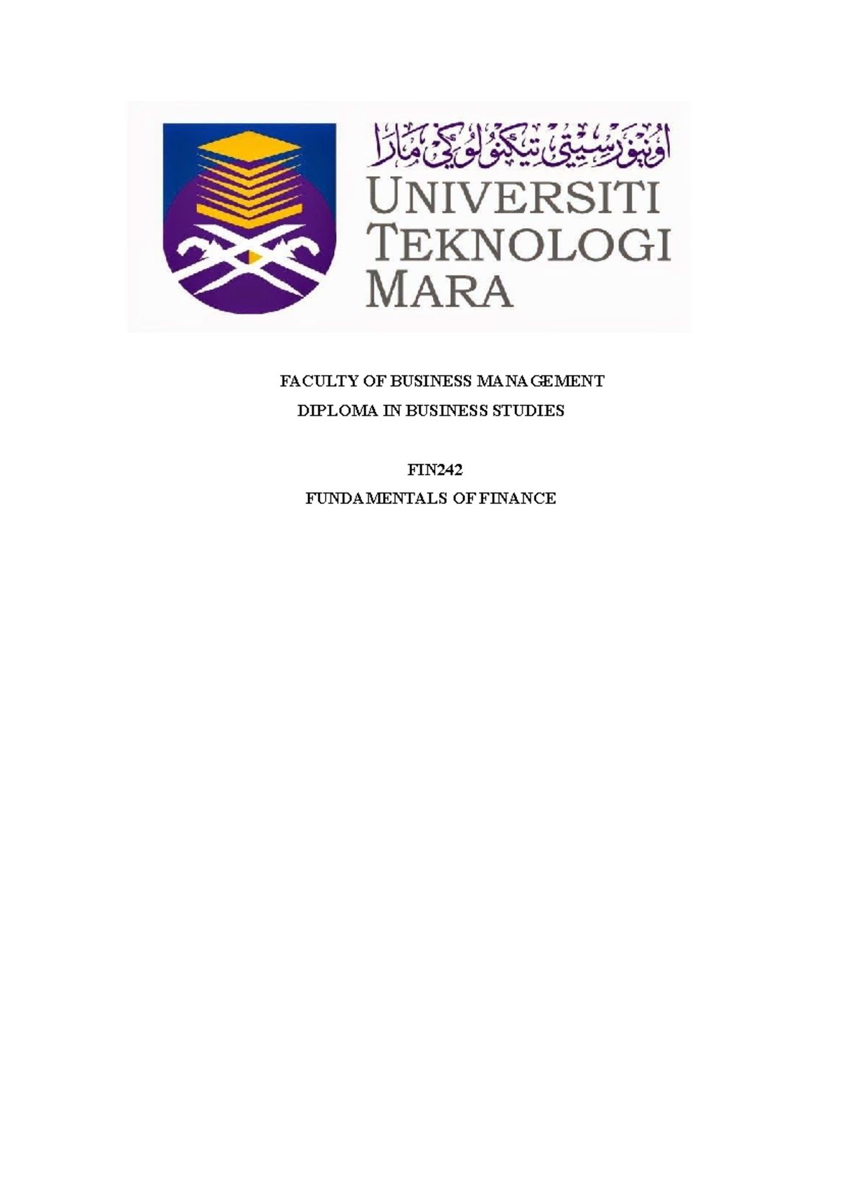 FIN242 Group Assignment Report: Fundamentals of Finance Analysis - Studocu