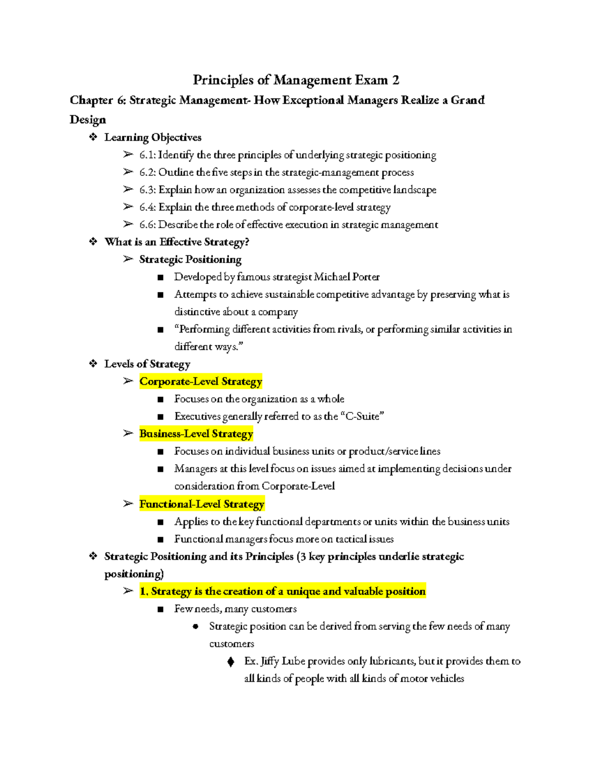 MGT 2010 Principles of Management Exam 2 Study Notes - Studocu