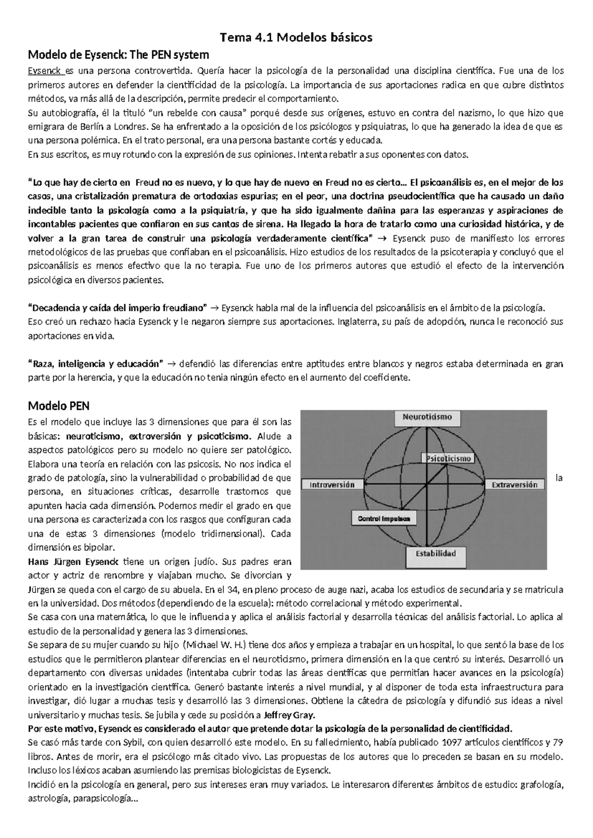 Tema 4.1: Modelos Básicos de la Personalidad según Eysenck - Sistema ...