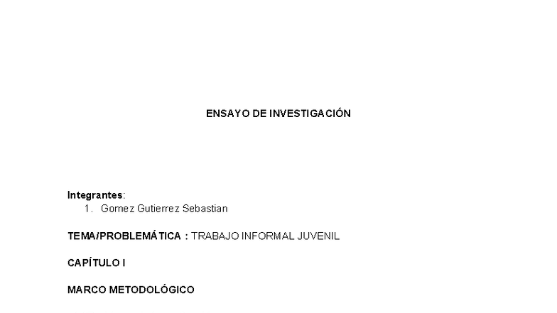 ENSAYO DE INVESTIGACIÓN: Trabajo Informal Juvenil en Santa Cruz ...