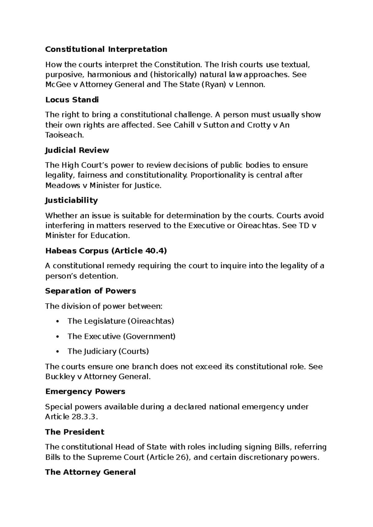 Constitutional Law Notes for FE Exam: Key Interpretations & Cases - Studocu