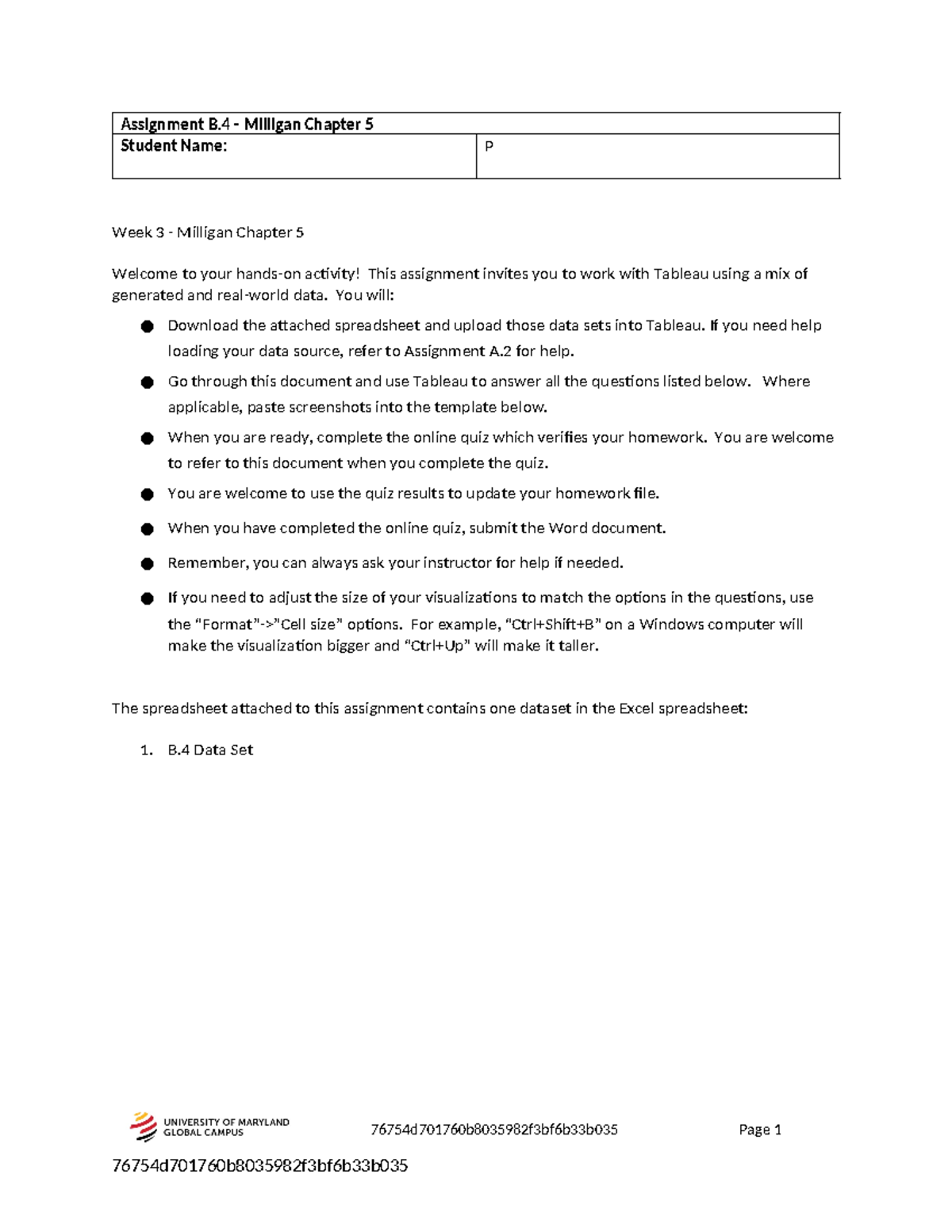 Assignment B.4: Instructions for Milligan Chapter 5 Activities - Studocu