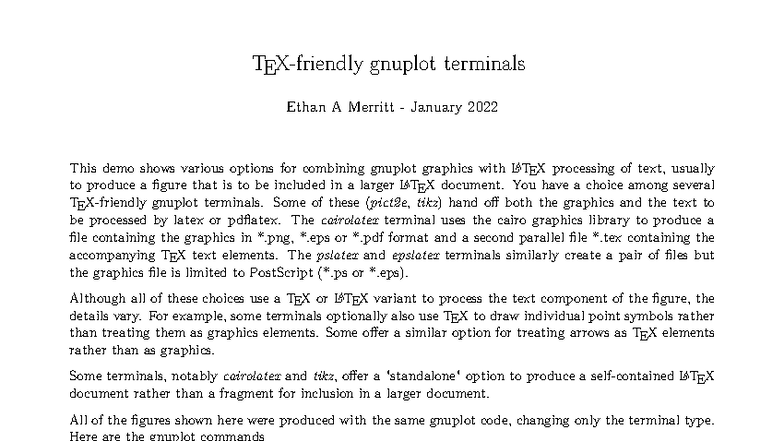 Gnuplot Terminals: A Comprehensive LATEX Demo Guide - Studocu