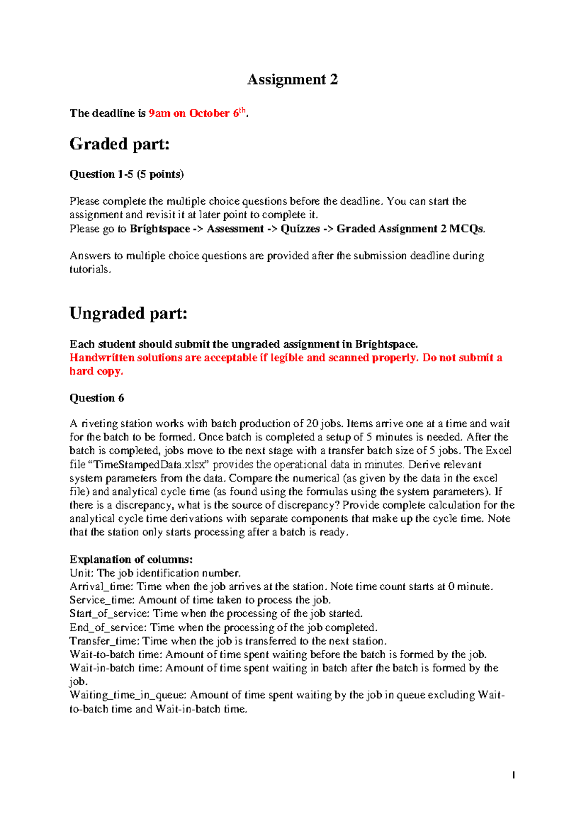 Assignment 2: MCQs & Batch Production Analysis - Studeersnel