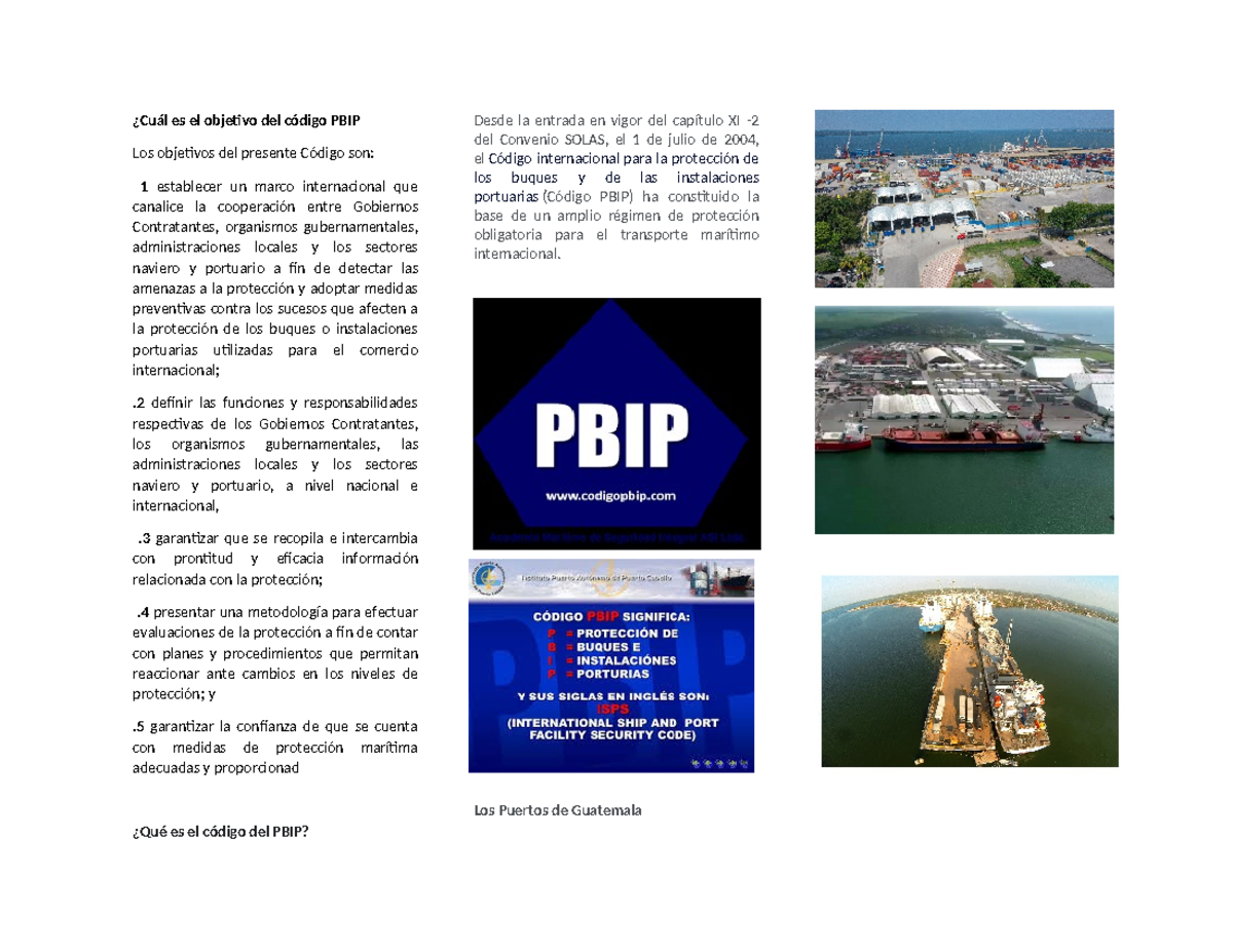 Código PBIP: Objetivos y Funciones en la Protección Marítima - Studocu