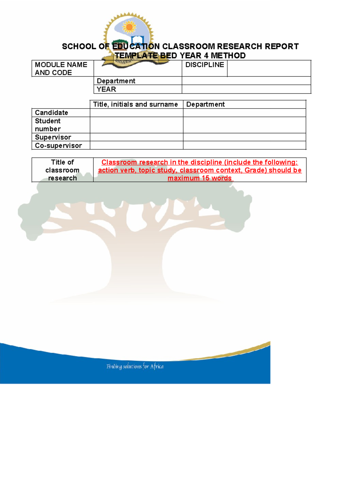 Classroom Research Report Template BED Year 4 Method Overview - Studocu