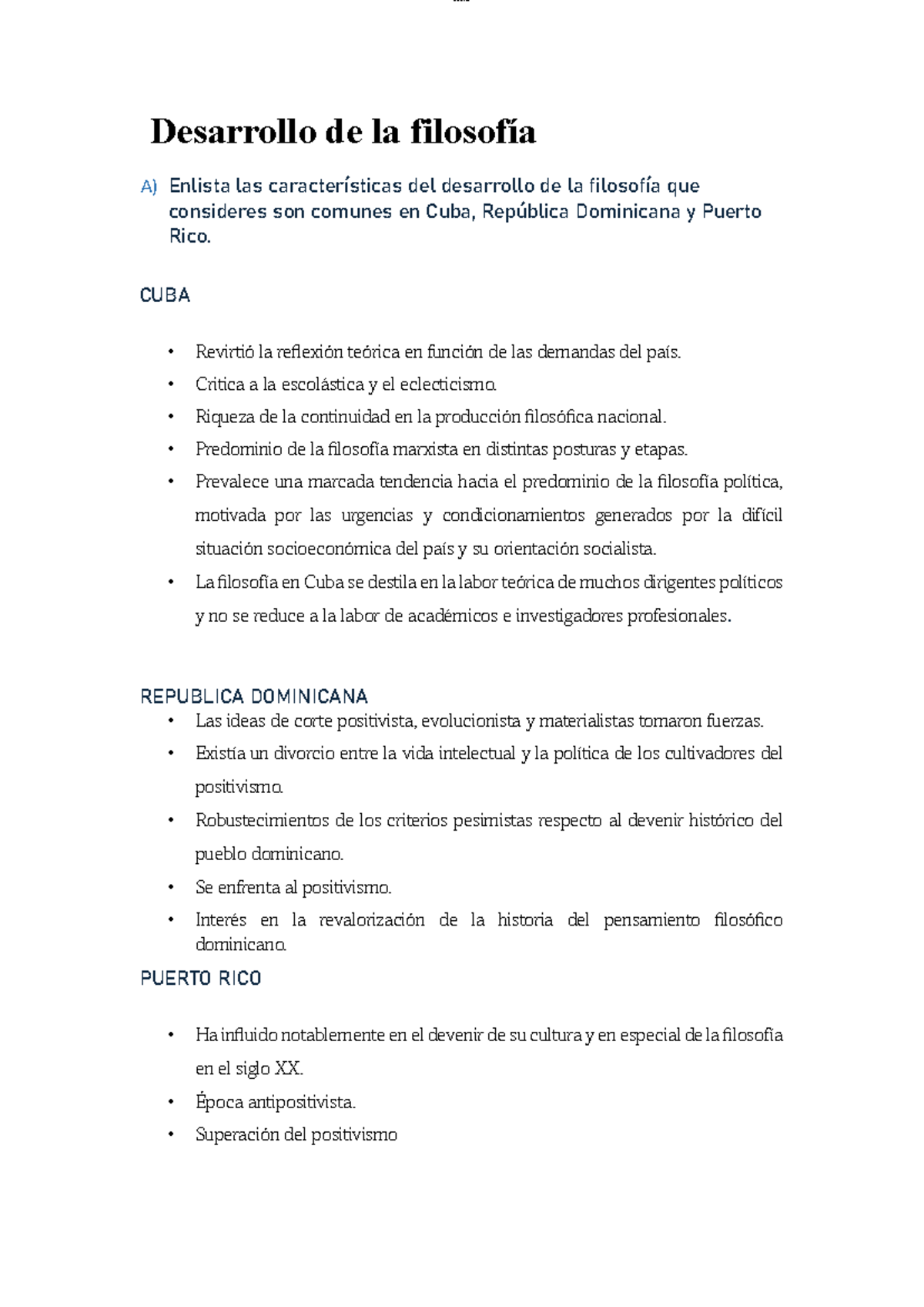 Desarrollo de la Filosofía en Cuba, RD y PR: Características y ...