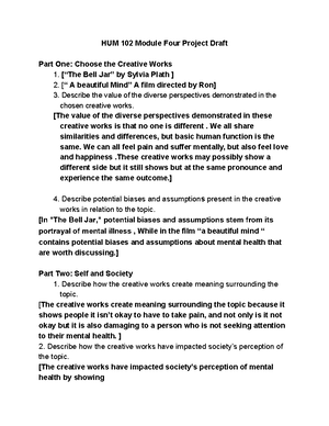 HUM 102 Module Five Project Draft: Exploring Identity and Humanities ...