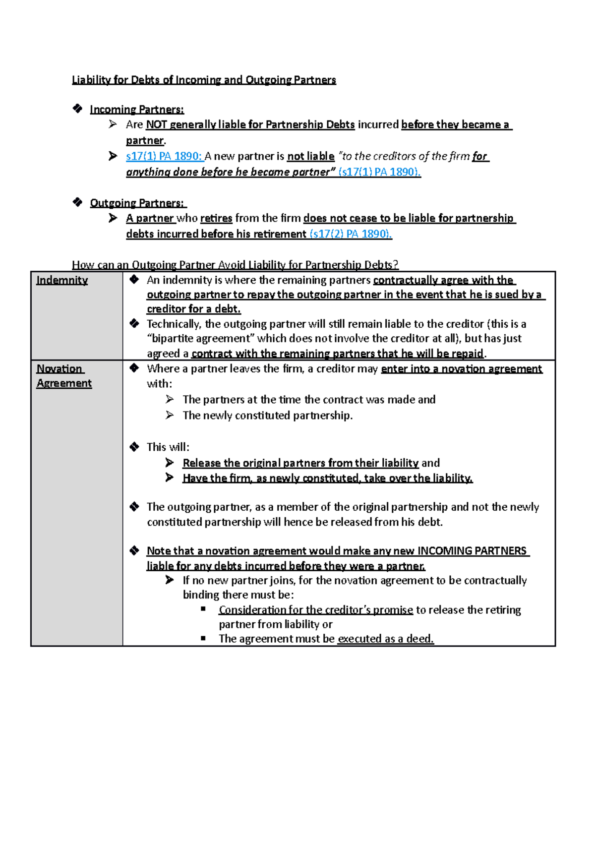 5. incoming and outgoing partners - Liability for Debts of Incoming and ...