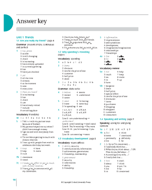 Ex final - UNIT 2 VOCABULARY Personal Best A1 Richmond 2018 1 Name ...