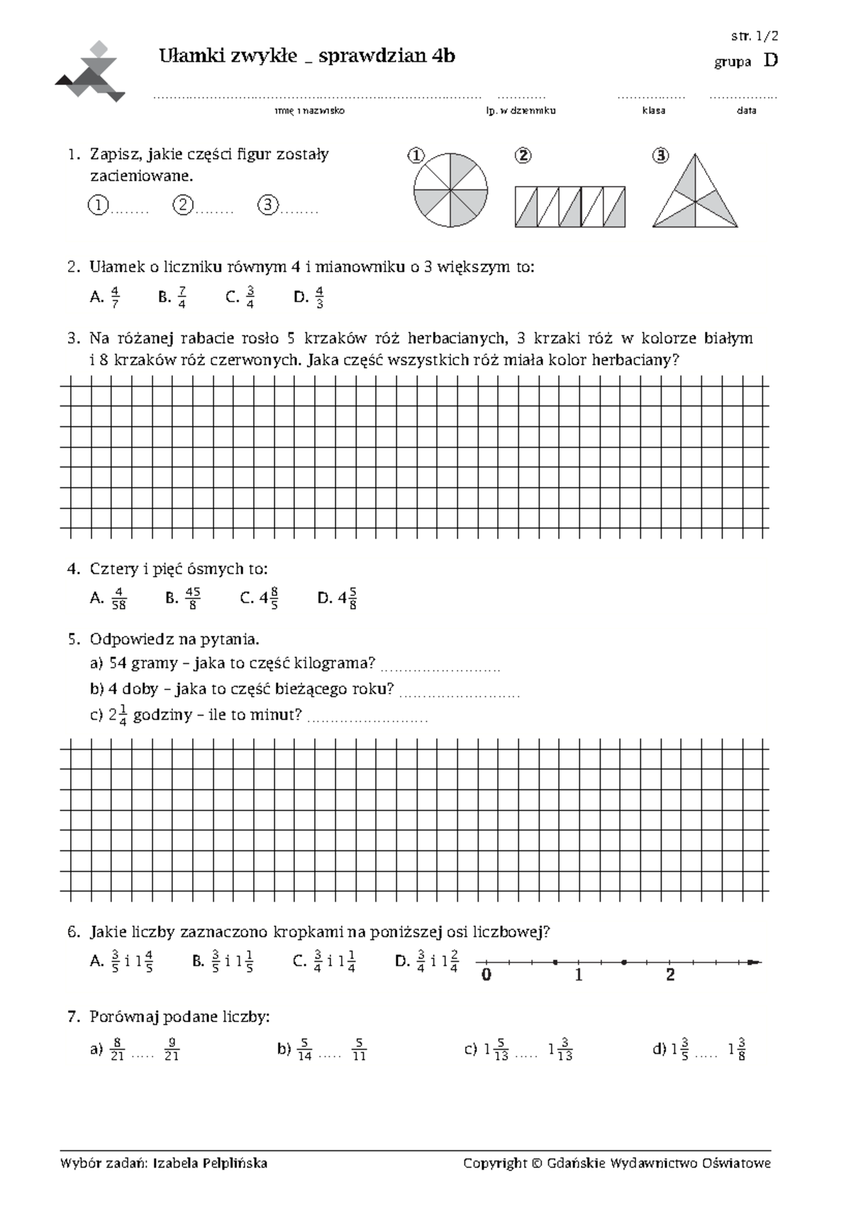 Klasa 7 Ułamki Sprawdzian Chomikuj www.studocu.com