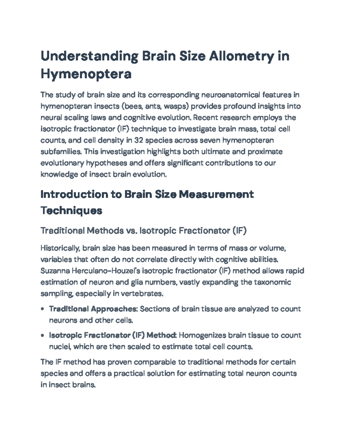 Understanding Brain Size Allometry and Cognitive Evolution in ...