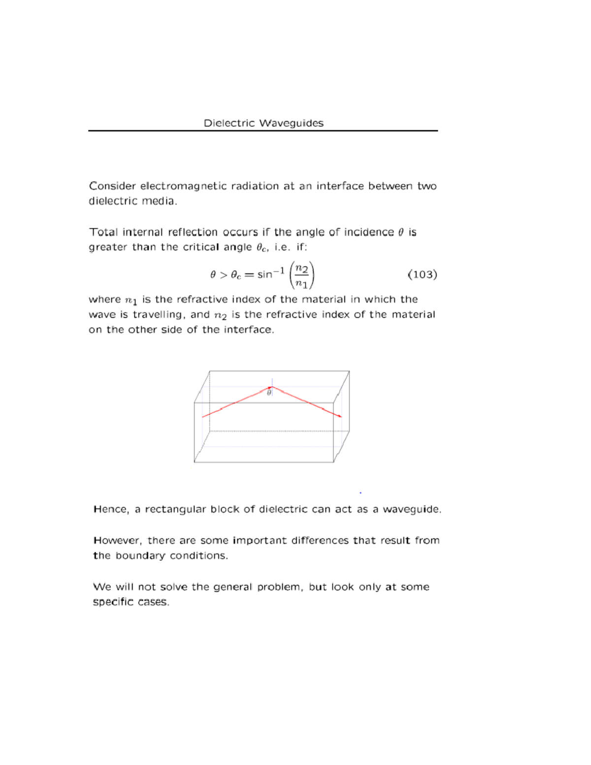 Dielectric Waveguide Concepts in Physics - PHYS 101 Lecture Notes - Studocu