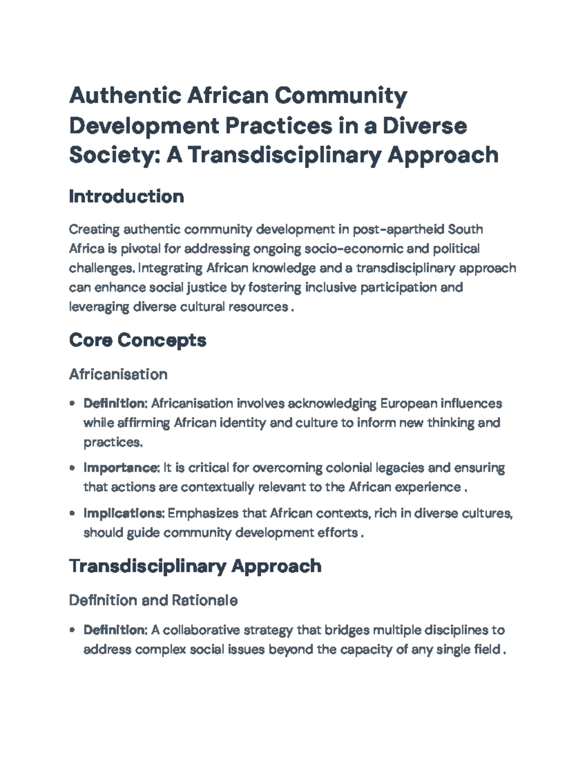 Authentic African Community Development Practices: A Transdisciplinary ...