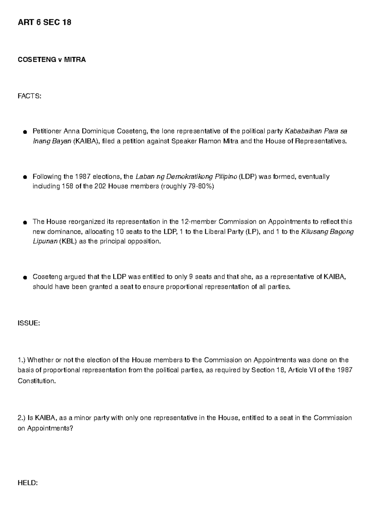 ART 6 SEC 18-21: Proportional Representation & Legislative Inquiry ...
