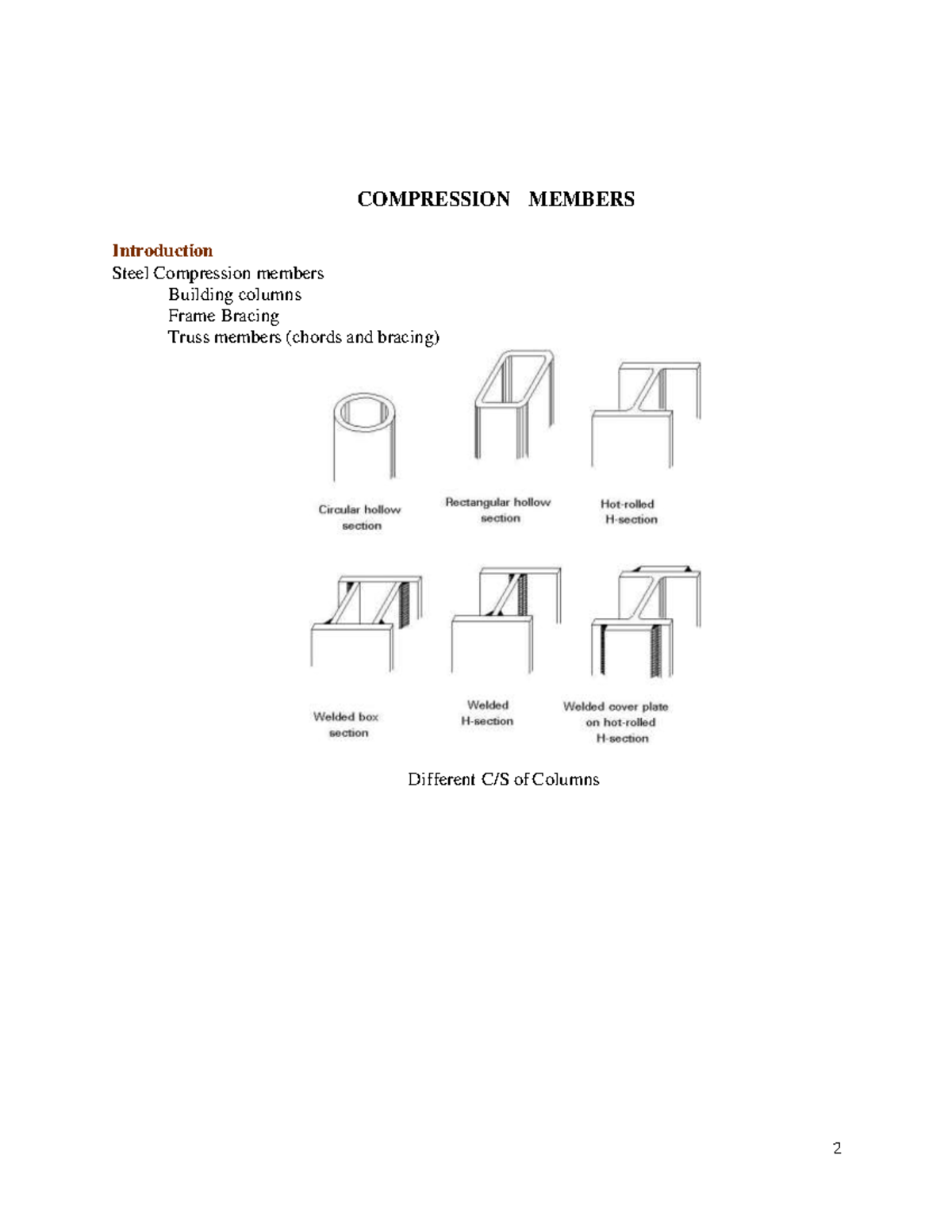 Compression Members - COMPRESSION MEMBERS Introduction Steel ...