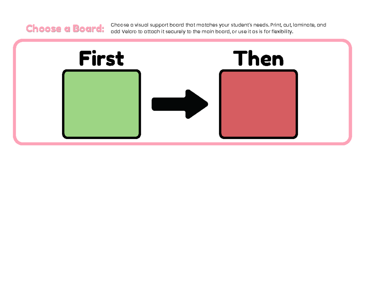 Social Tasks First Then Communication Board Worksheet in Pink Simple ...