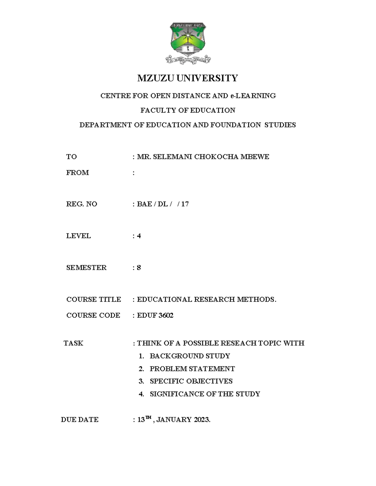 Educational Research Methods Cover Final - MZUZU UNIVERSITY CENTRE FOR ...