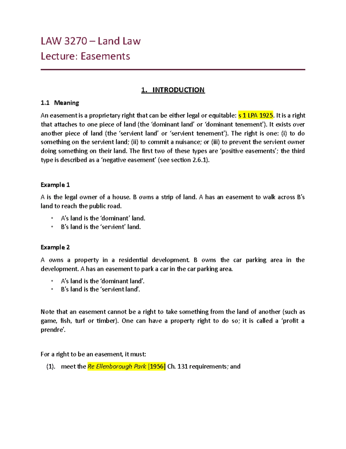Land Registration Overview: Law 2270 & 3270 Study Handout - Studocu