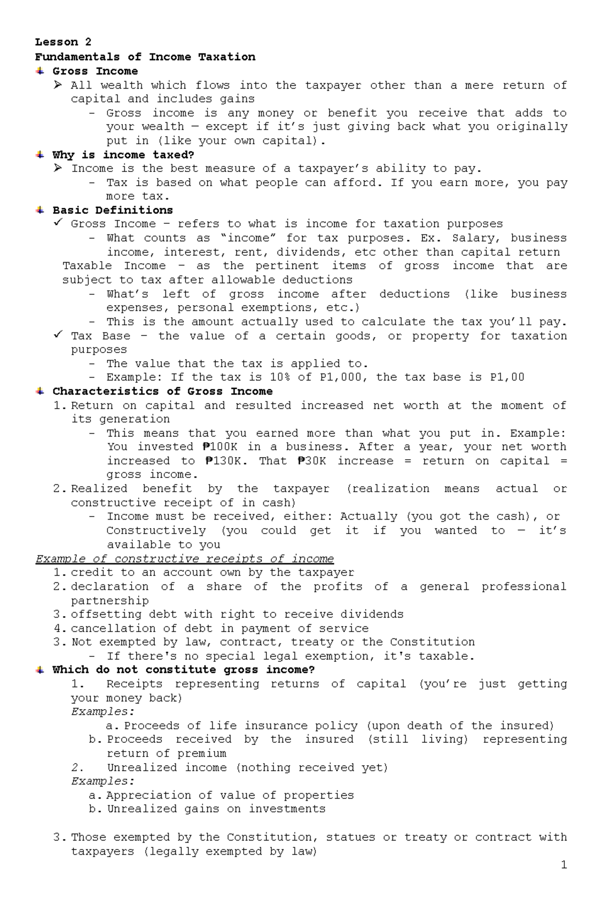 Lesson 2: Fundamentals of Income Taxation - Understanding Gross Income ...