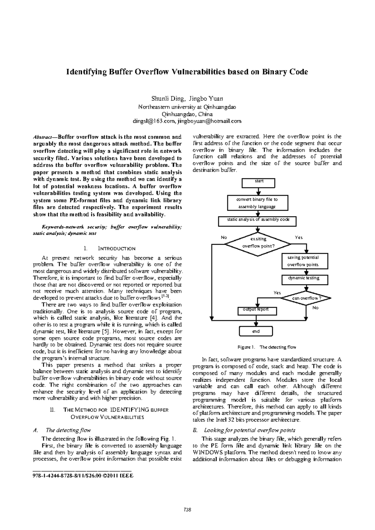 Identifying Buffer Overflow Vulnerabilities in Binary Code: A Combined ...