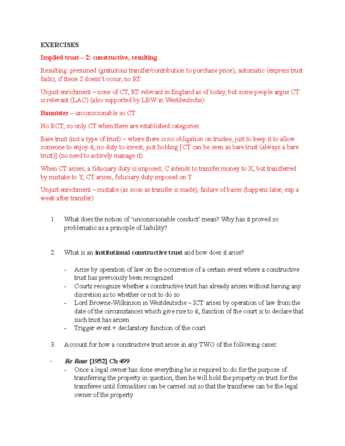 Equity and Trusts Tutorial 1: Essential Concepts and Key Questions ...