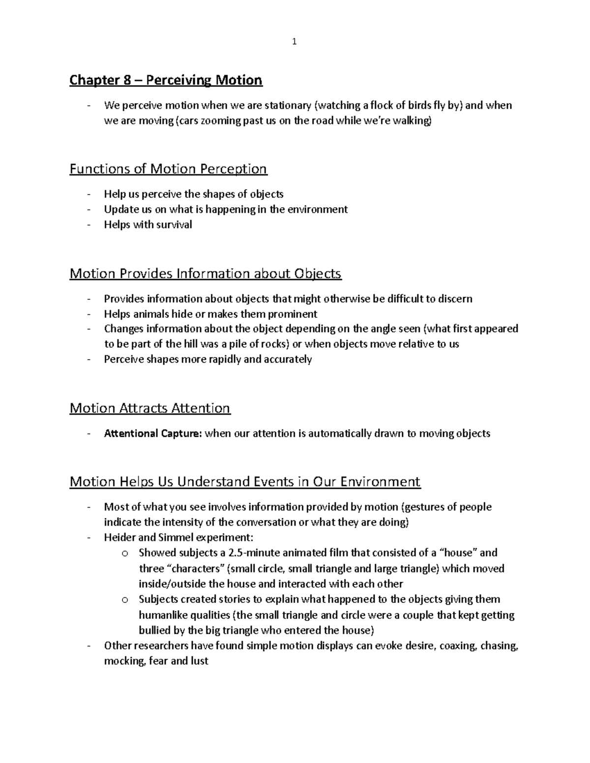 Chapter 8 - Motion Perception: Understanding Movement Dynamics - Studocu