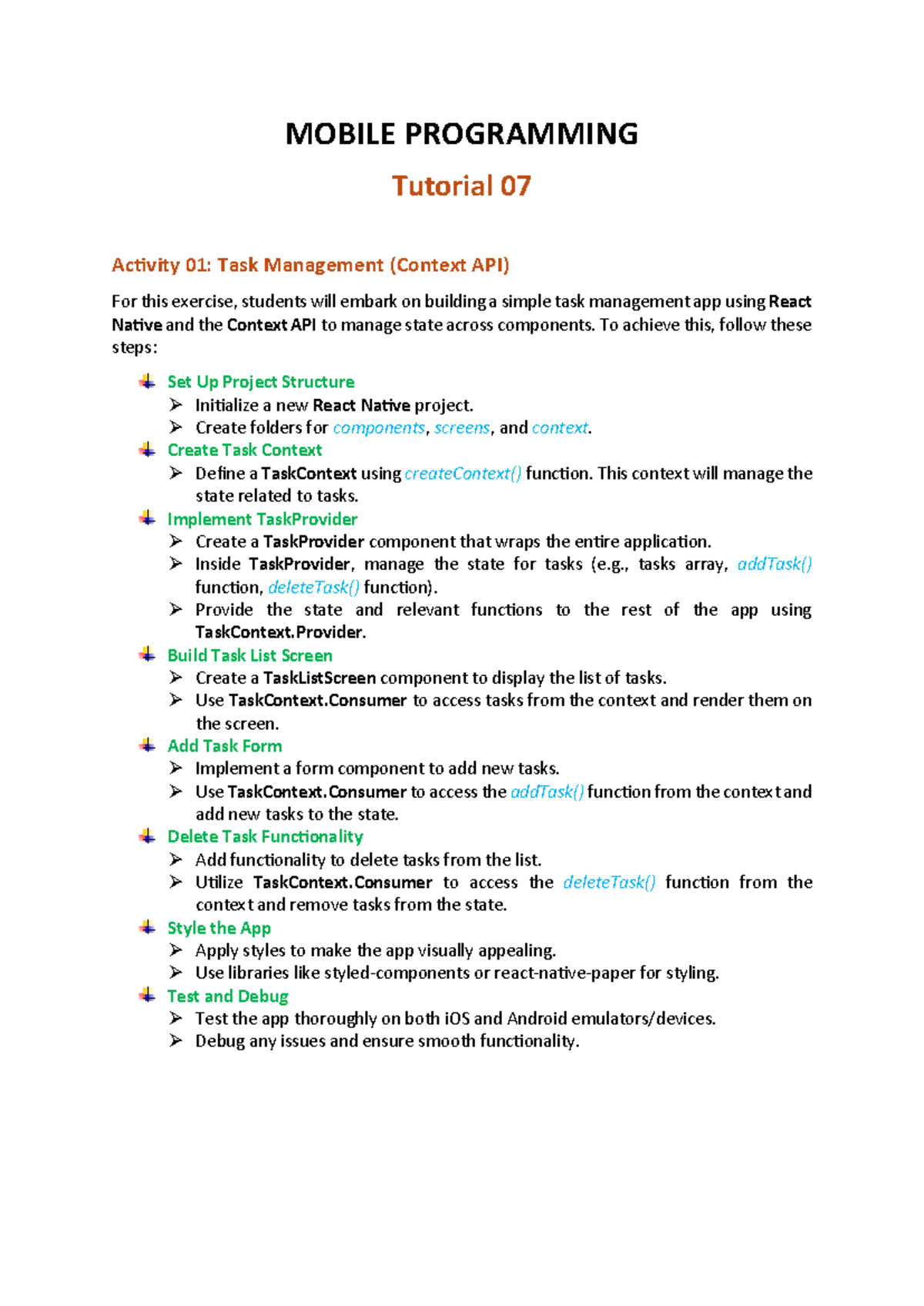 MPR - Tutorial 07 - App State Management and Context API - MOBILE ...