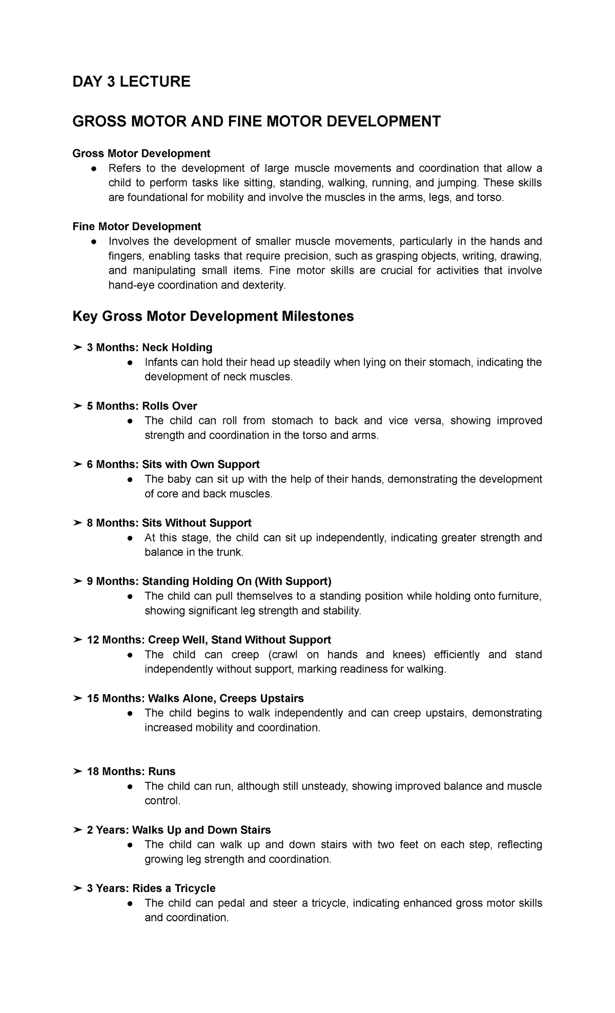 Gross Motor AND FINE Motor Development - DAY 3 LECTURE GROSS MOTOR AND ...