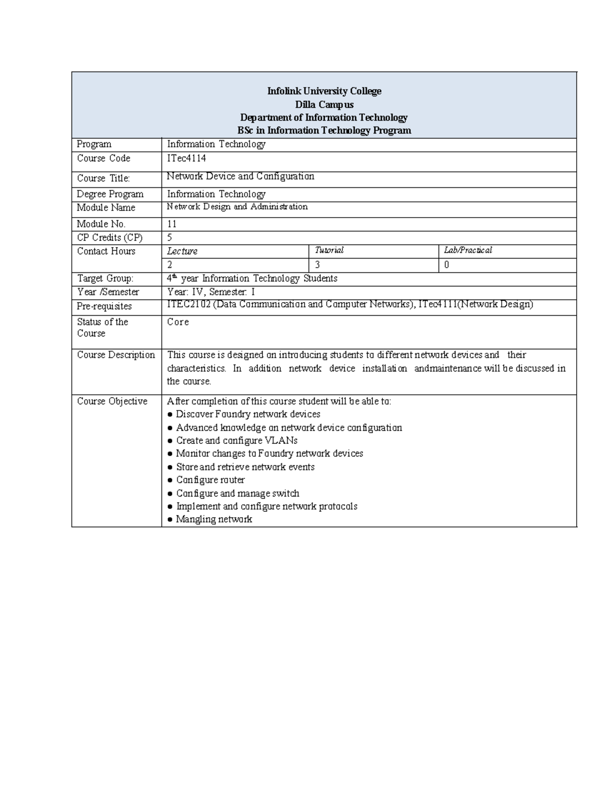 Network Device and Configuration ITEC4114 Course Notes - Studocu