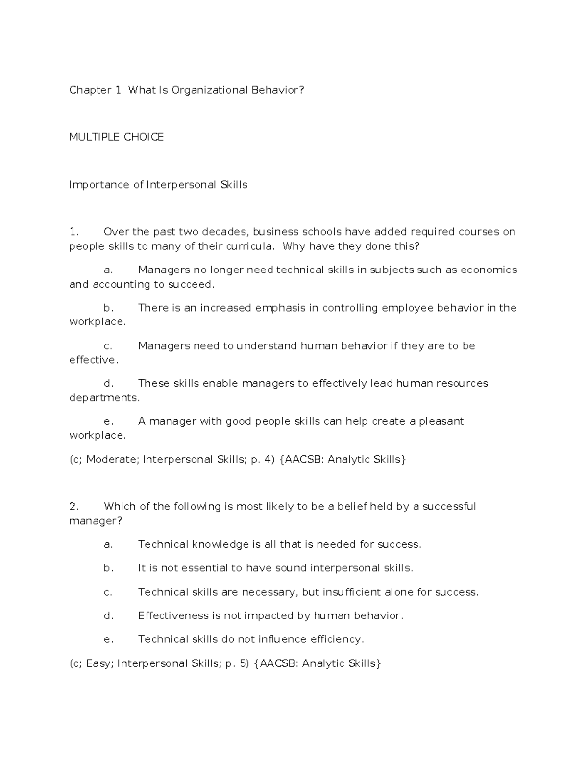 Organizational behavior test bank robbins chapter 1 - Chapter 1 What Is ...