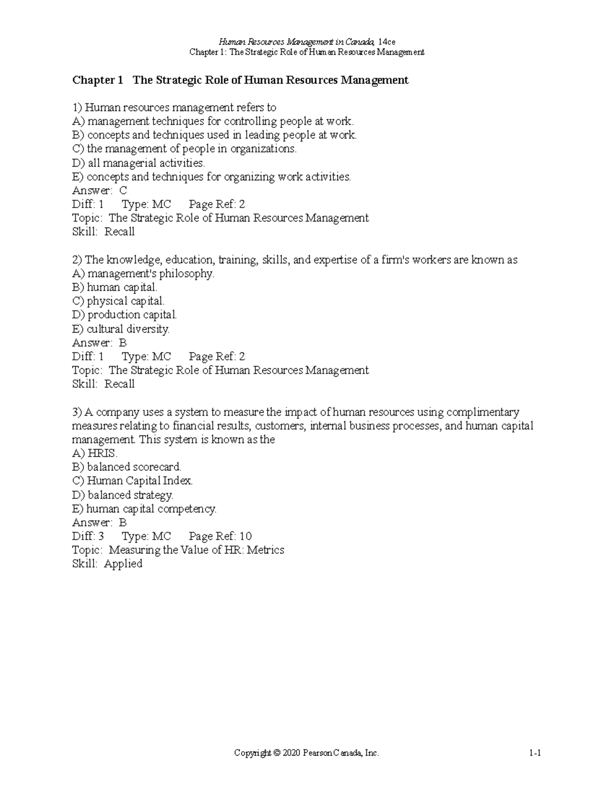 HRM 200 Chapter 1 Study Guide: Strategic Human Resource Management ...