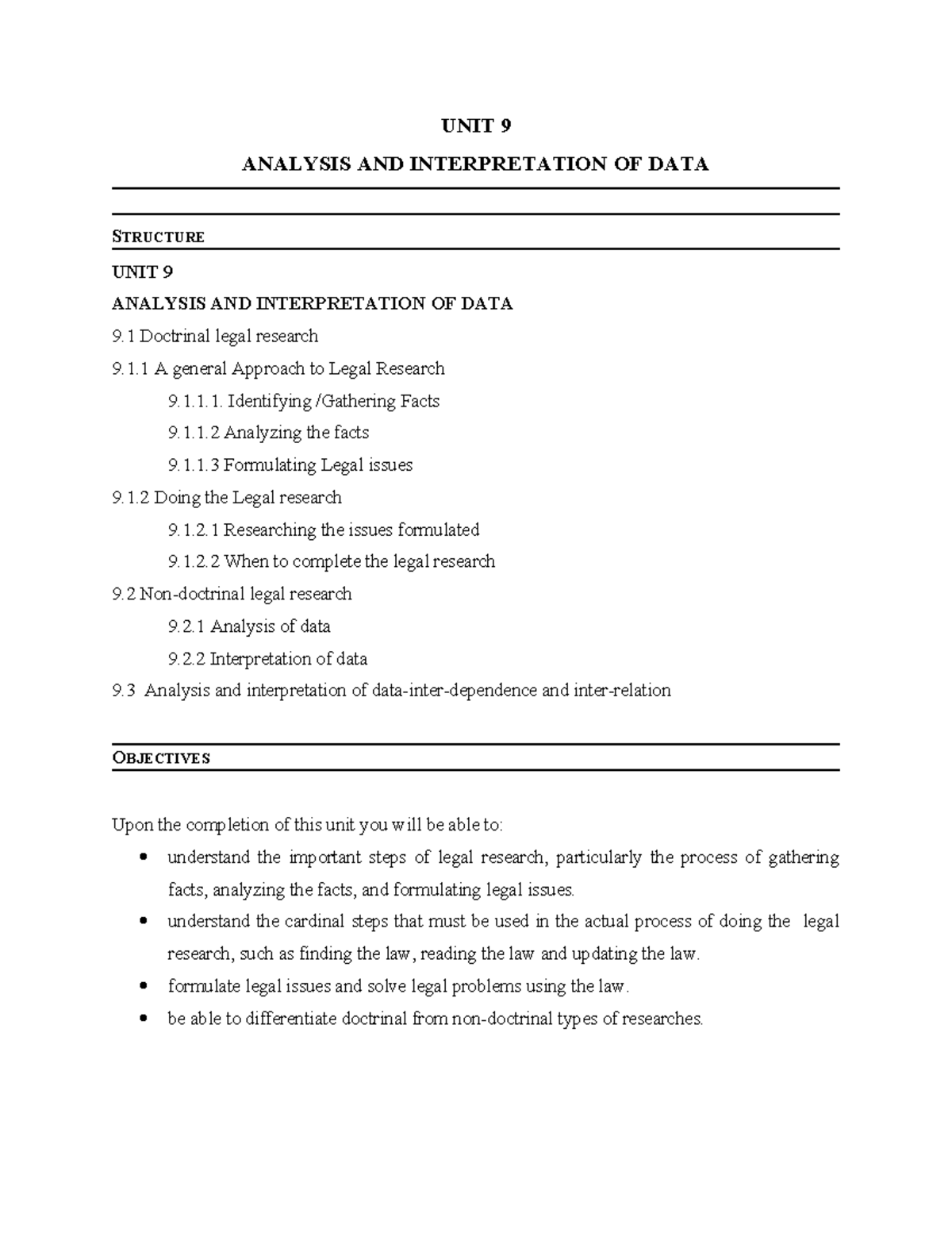 UNIT 9: Legal Research Strategies & Data Analysis Techniques - Studocu