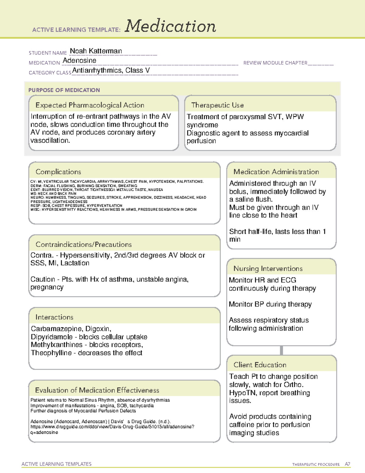 Adenosine - aden - ACTIVE LEARNING TEMPLATES TherapeuTic procedure A ...