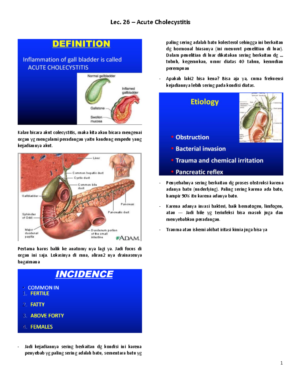 Lecture 26: Acute Cholecystitis - Pathophysiology and Diagnosis - Studocu