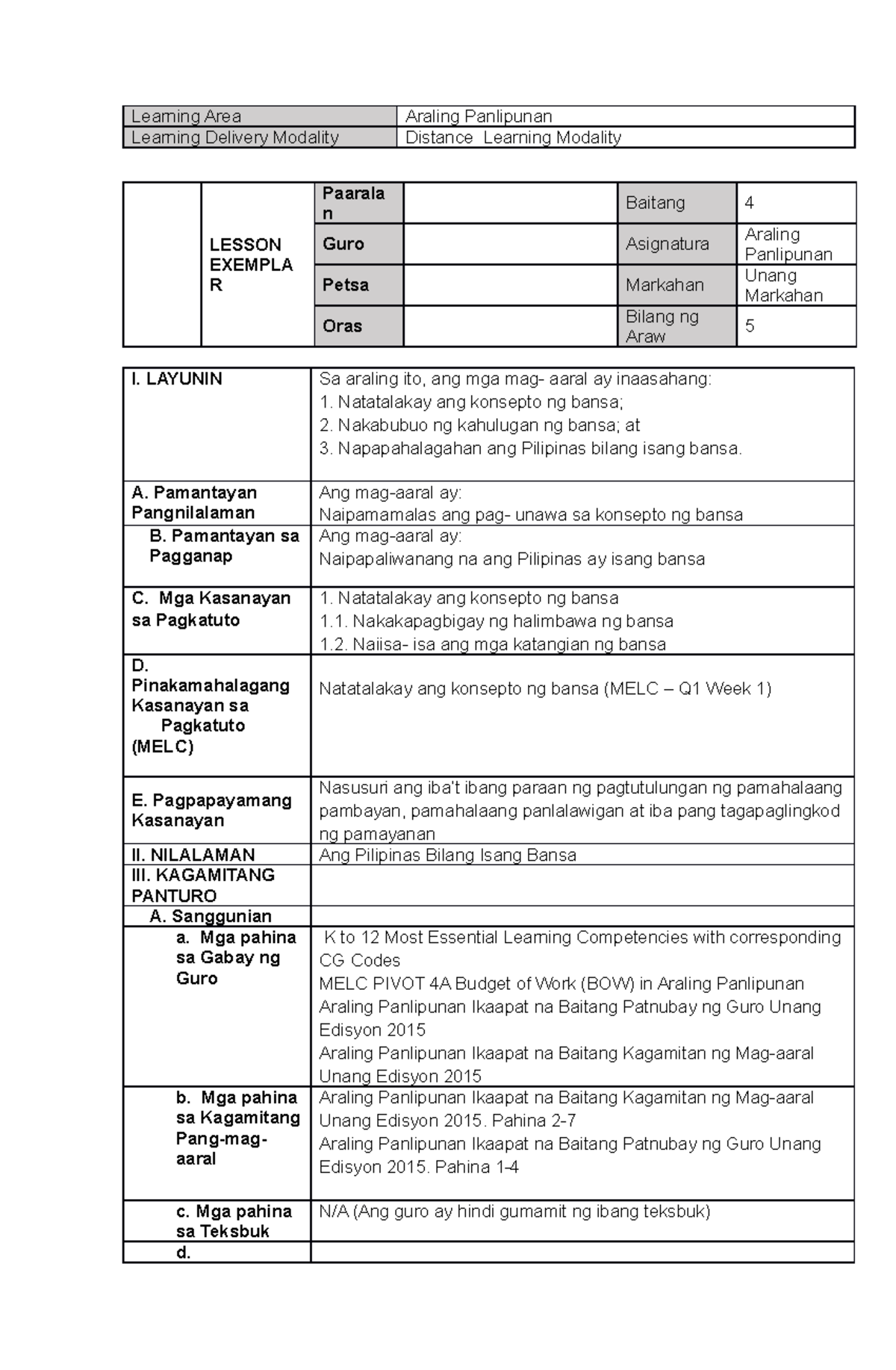 AP4 LE Q1 W1 - Effective lesson planning contributes to successful ...
