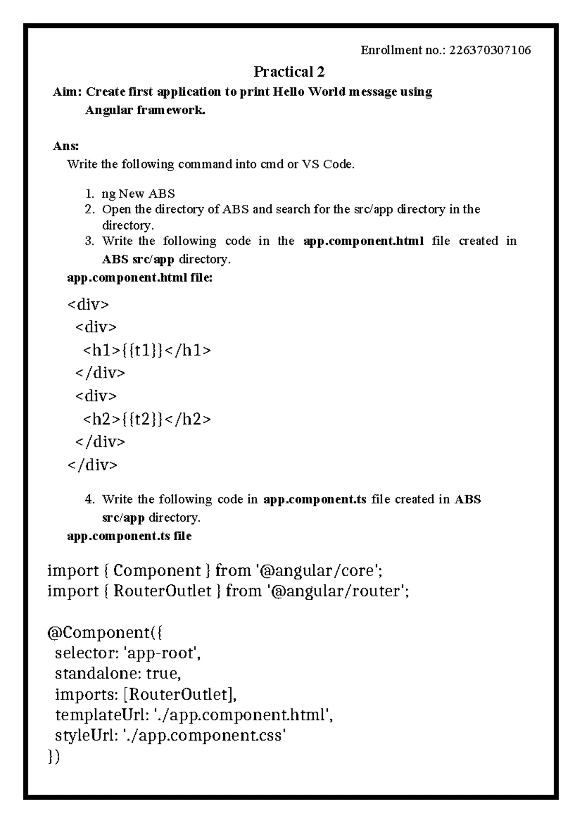 MPT 4 - Practical 4: Creating Web Page Components with Directives - Studocu