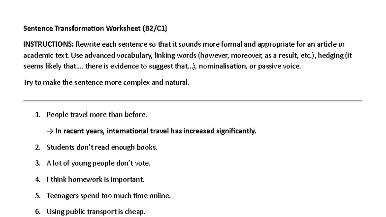 Formal Language Transformations Worksheet SV - Studocu