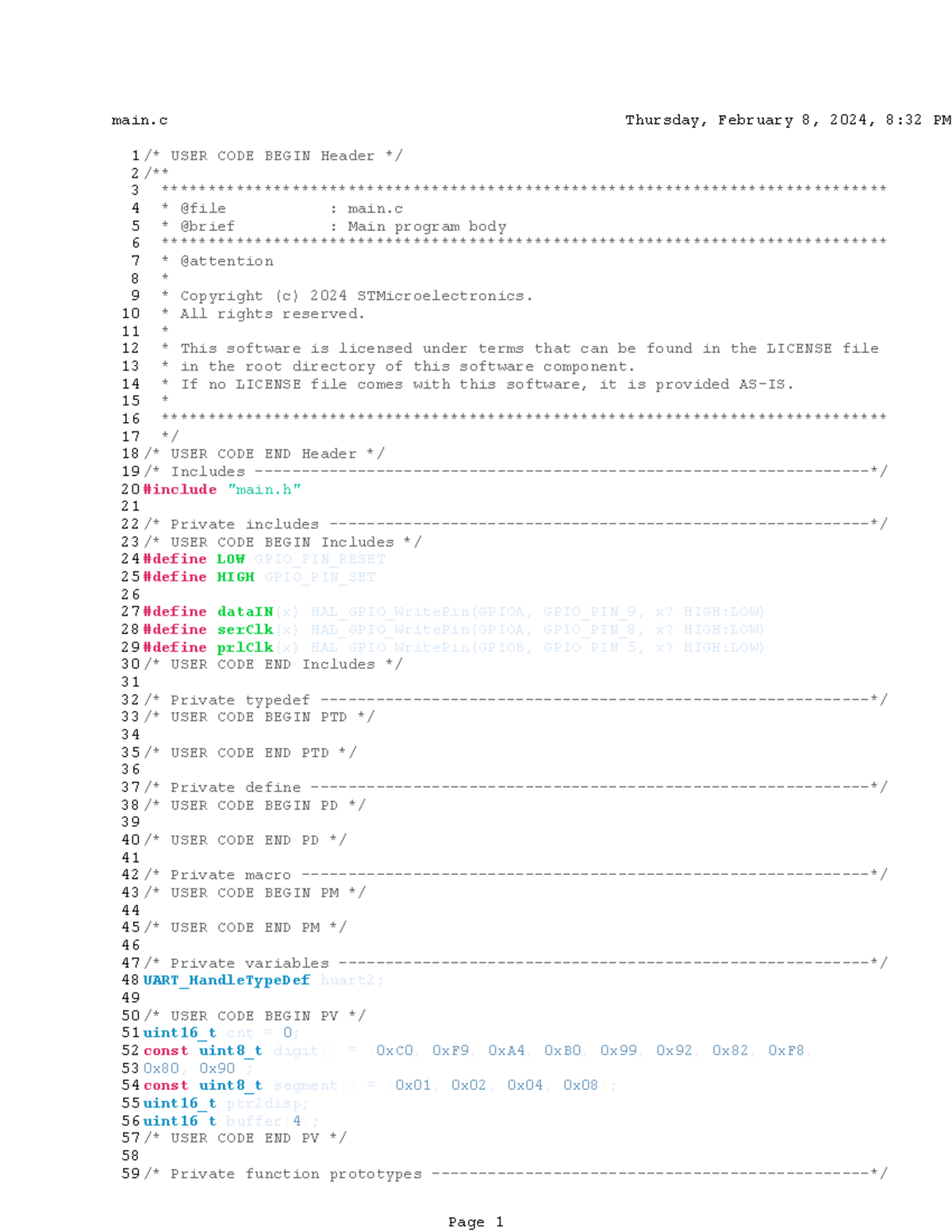 Assignment 2: main.c Code Implementation and Explanation - Studocu