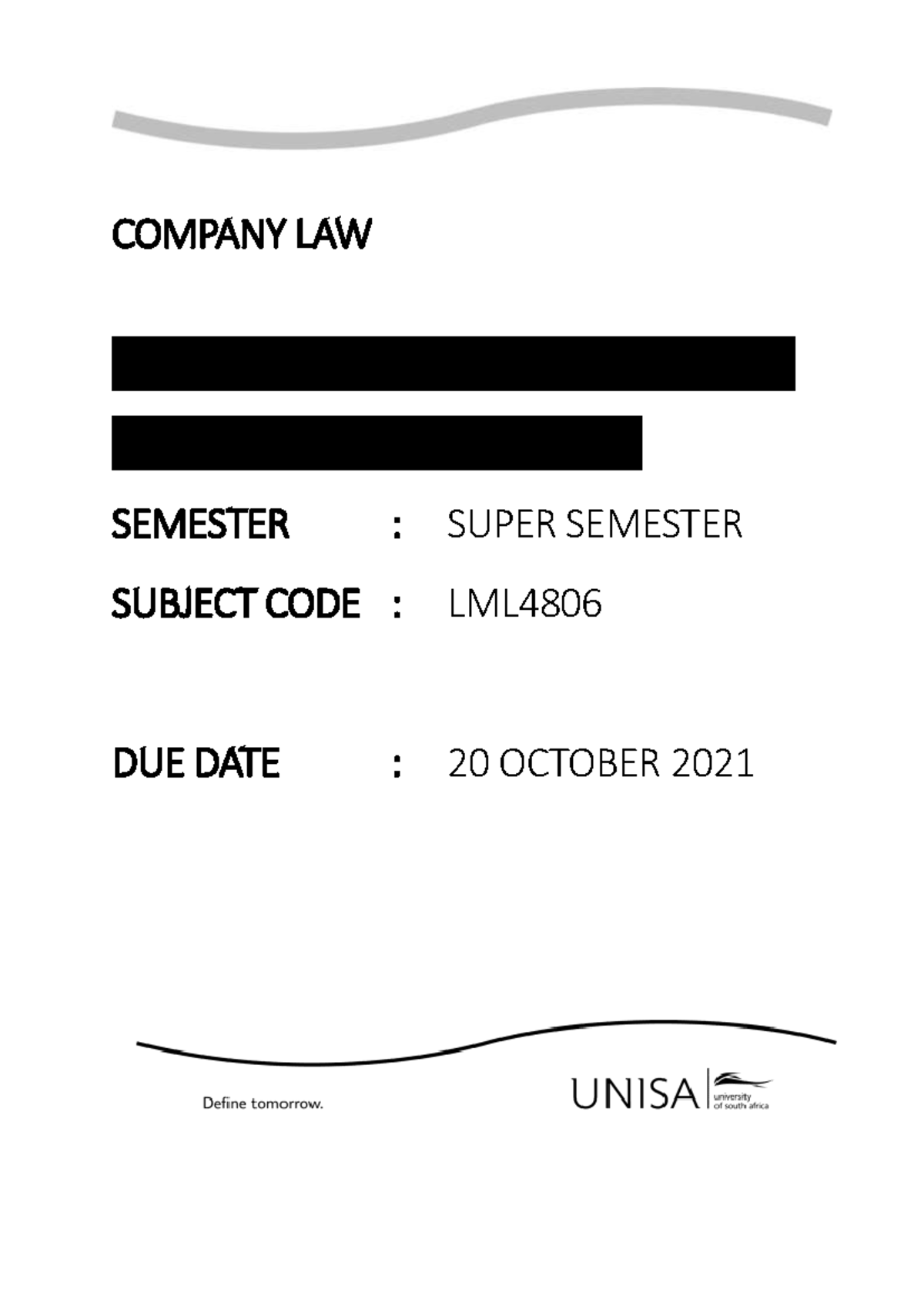 LML4806 COMPANY LAW FINAL EXAM 2021 Answers and Analysis - Studocu