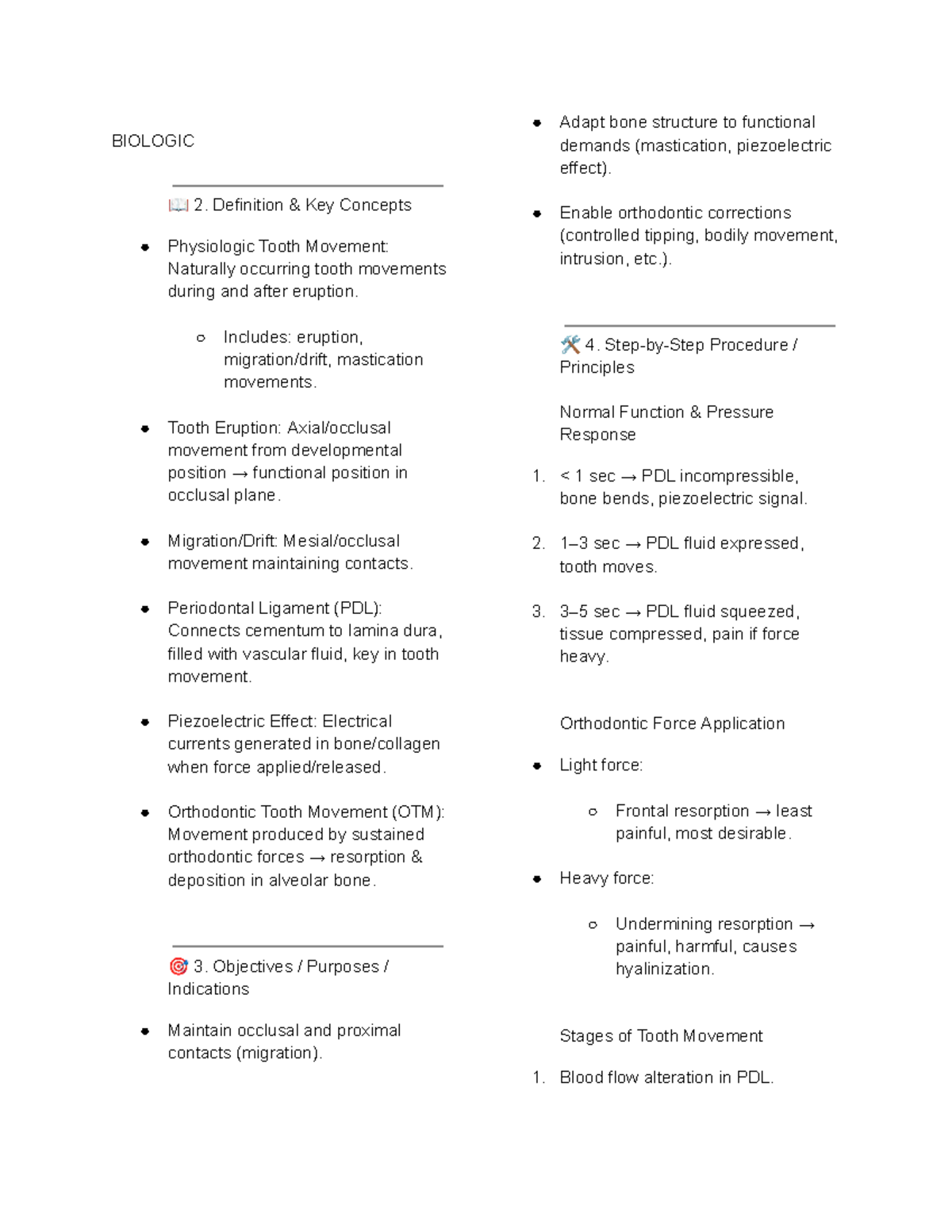 Orthodontics Review: Key Concepts and Procedures (BIOLOGIC 2) - Studocu
