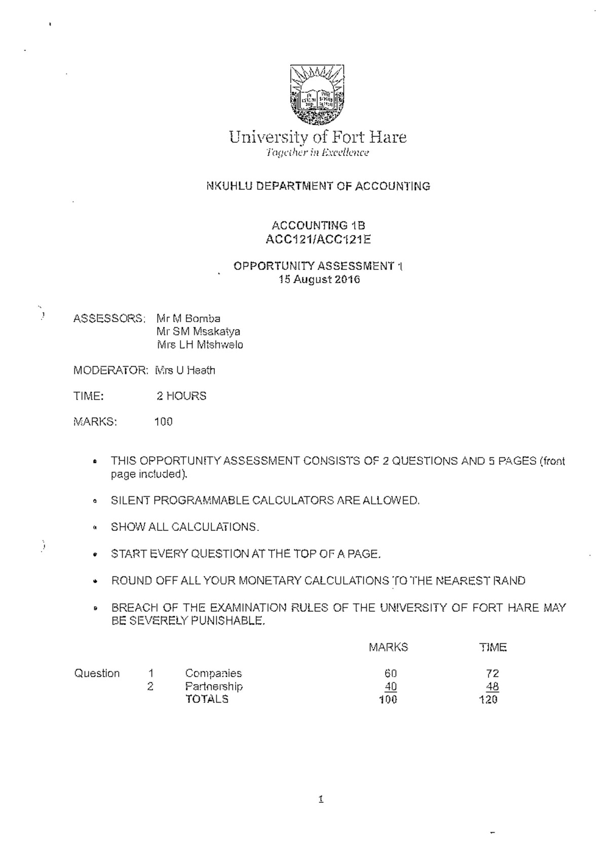 AFM211E Financial Management 2A Semester Test 1 Solutions 2024 - Studocu
