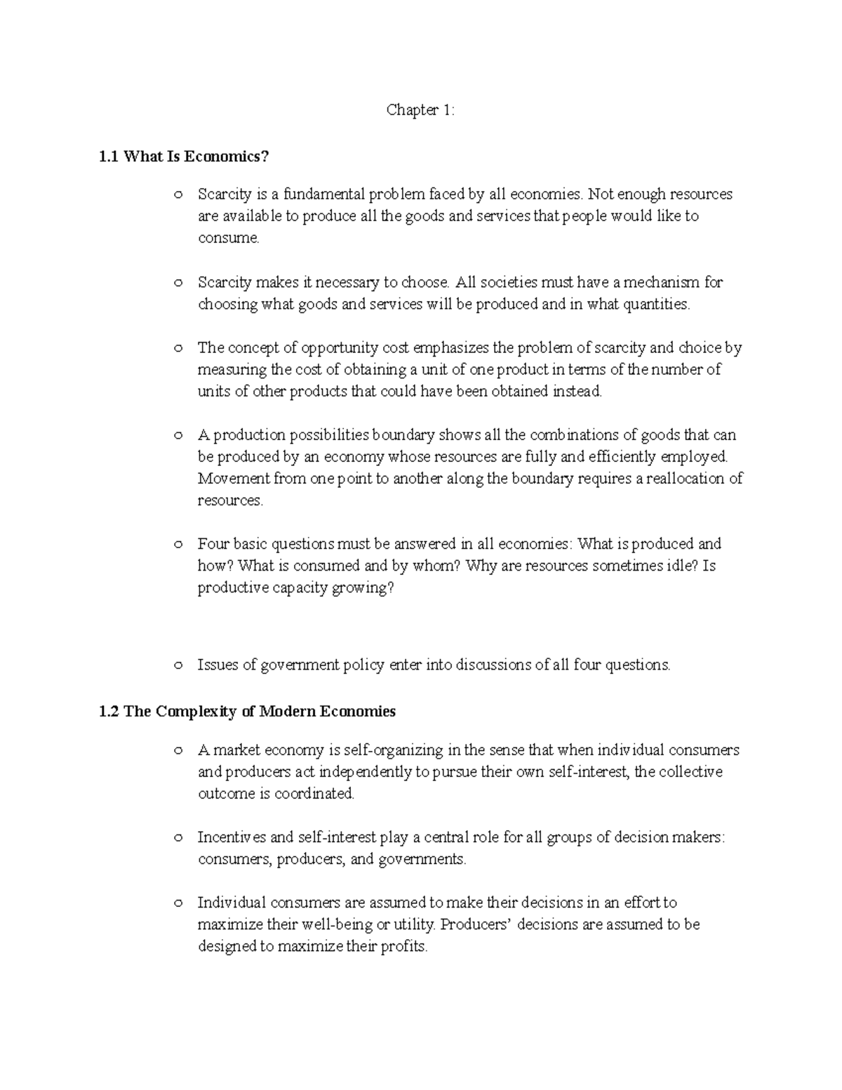 ECON 208 Chapter Summaries - Chapter 1: 1 What Is Economics? Scarcity ...