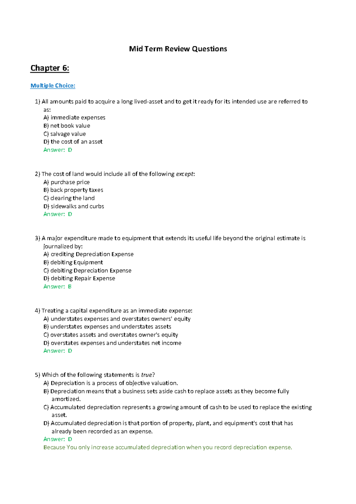 Chapter 6 - Mid Term Review questions (with answers) - Mid Term Review ...