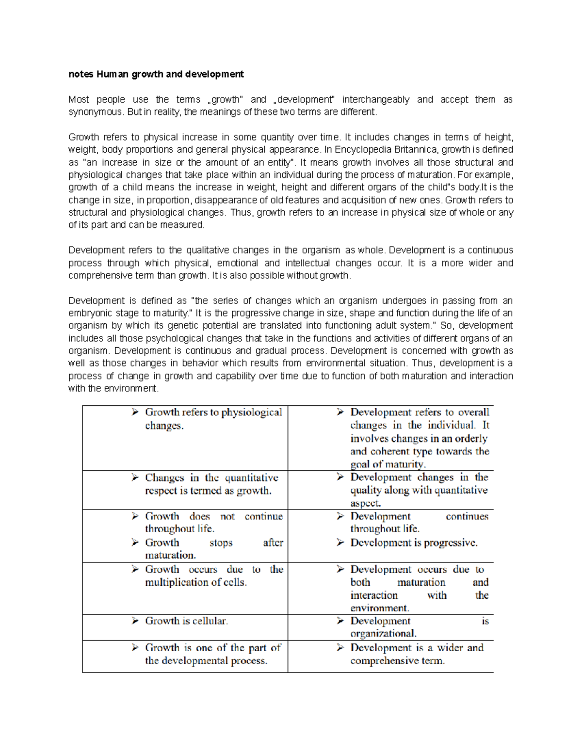 Human Growth & Development Notes: Understanding Growth vs. Development ...