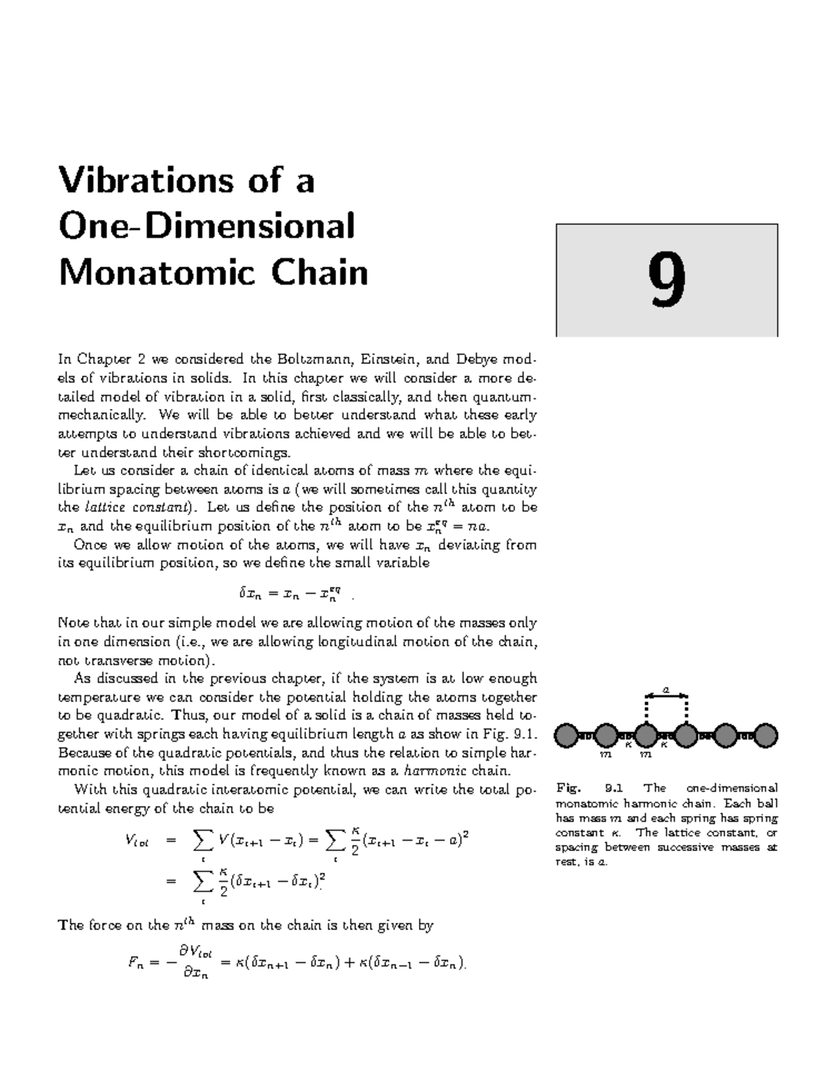 Vibration in Mono and Diatomic Chains: A Study of Models and Dynamics ...