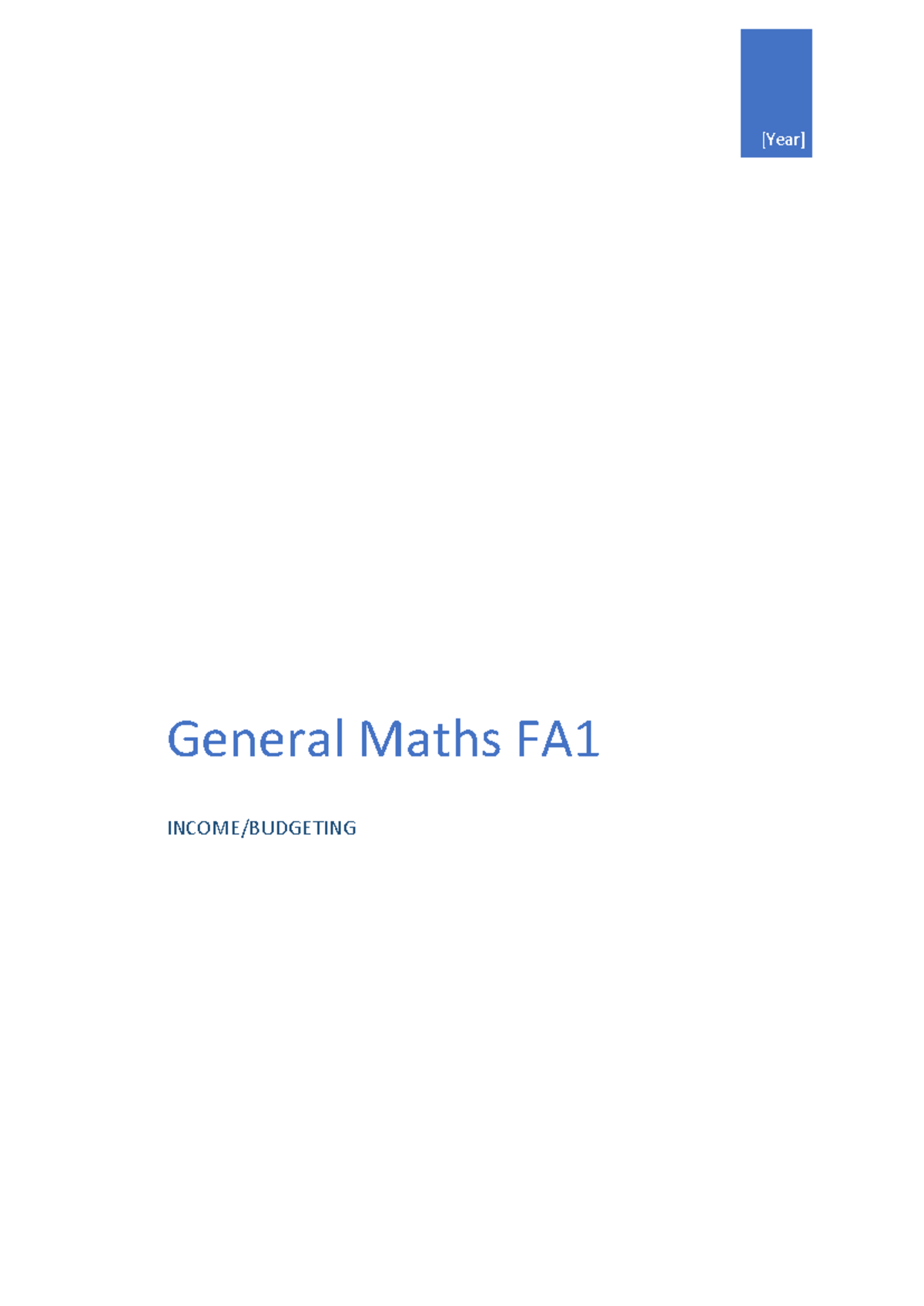 Final Maths FA: Budgeting Analysis for Graduates - Income & Savings ...