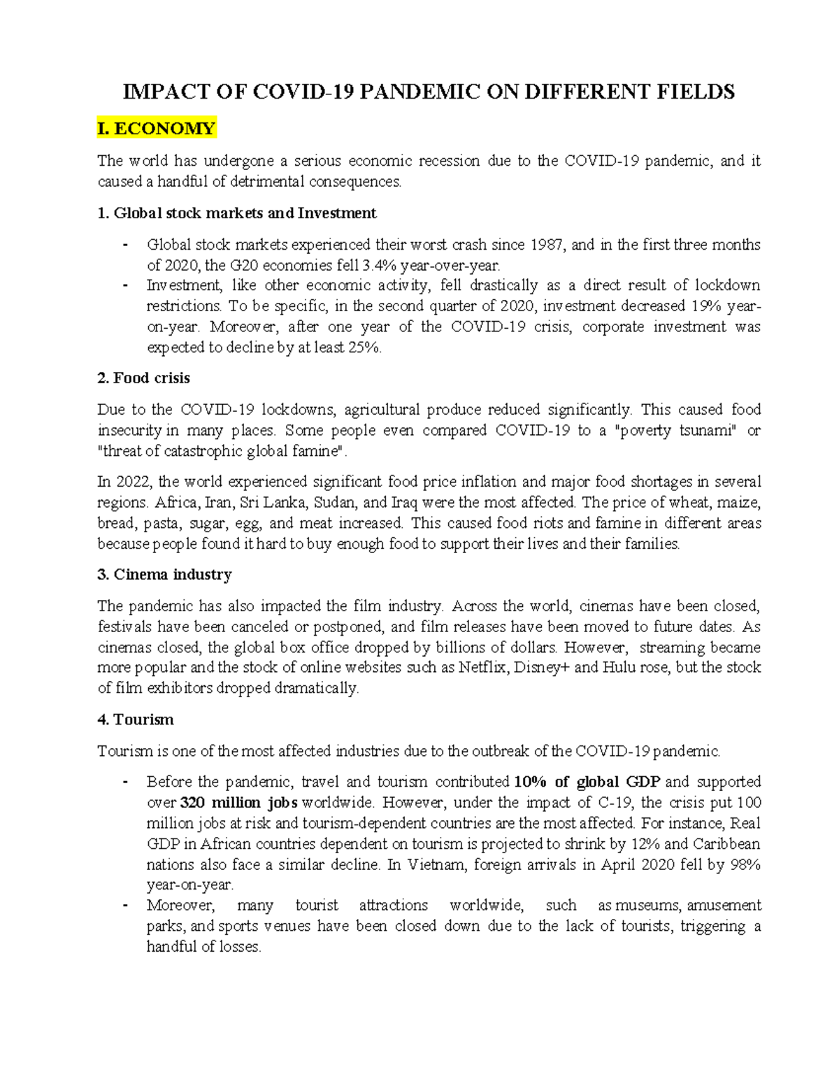 Impacts OF Covid - Topic Health - IMPACT OF COVID-19 PANDEMIC ON ...