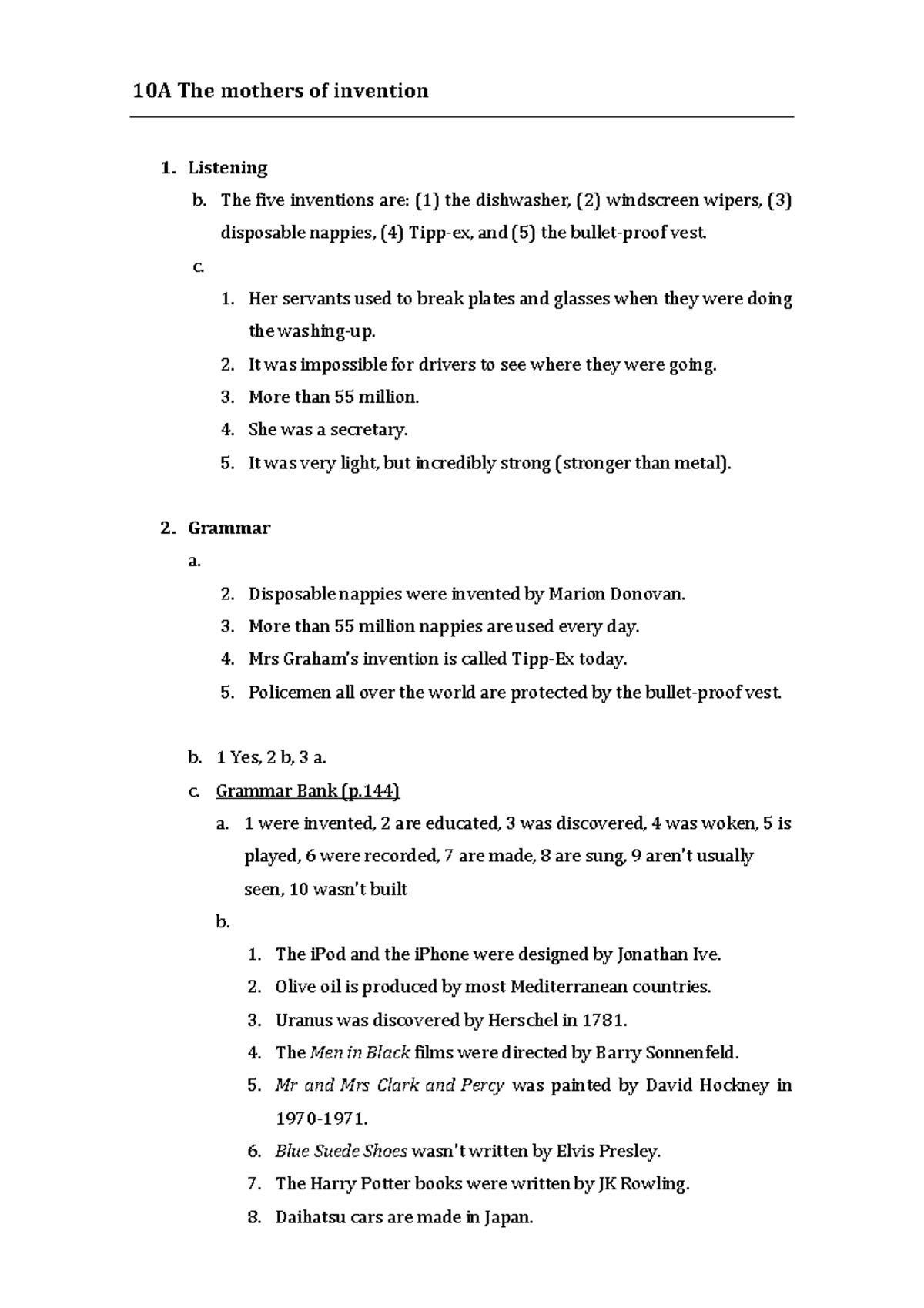 Efpreint Unit 10: Invention Insights and Vocabulary Review - Studocu
