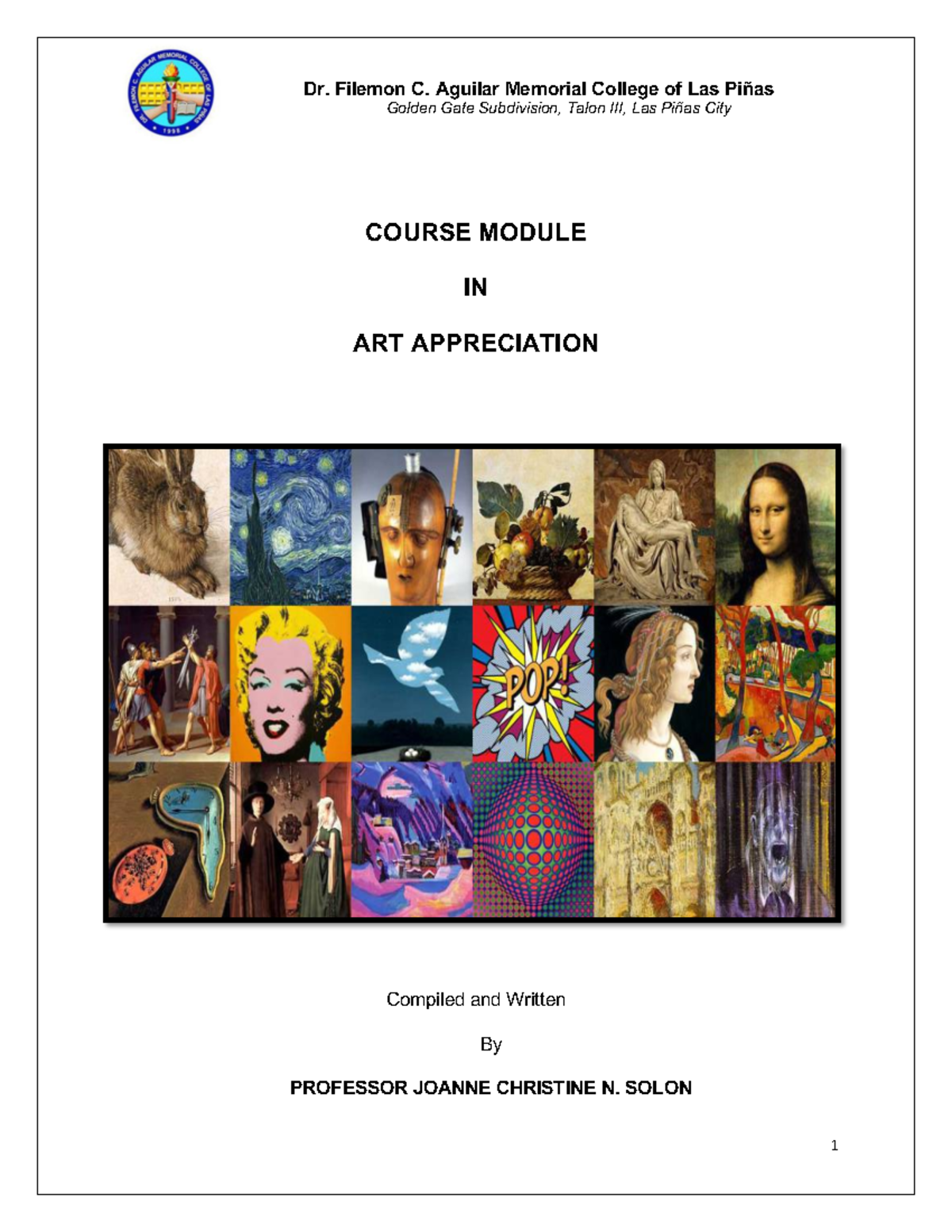 Final Art Appreciation Module: Lesson 1 - The Significance of Art - Studocu